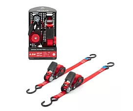 Bis 1,5T - Ratsche - Standard Spanngurt - 500kg - 4,5m - 25mm - S-Haken - Aufrollbar - Rot - 2St.